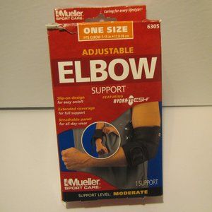 Black Mueller Adjustable Slip-on Elbow Brace Moderate Support One Size, 6305 NEW